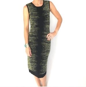 Karen Millen Size 3 Woman's Black and Neon Green Bodycon Dress